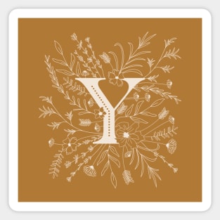 Botanical Letter Y (Mustard Yellow) Sticker